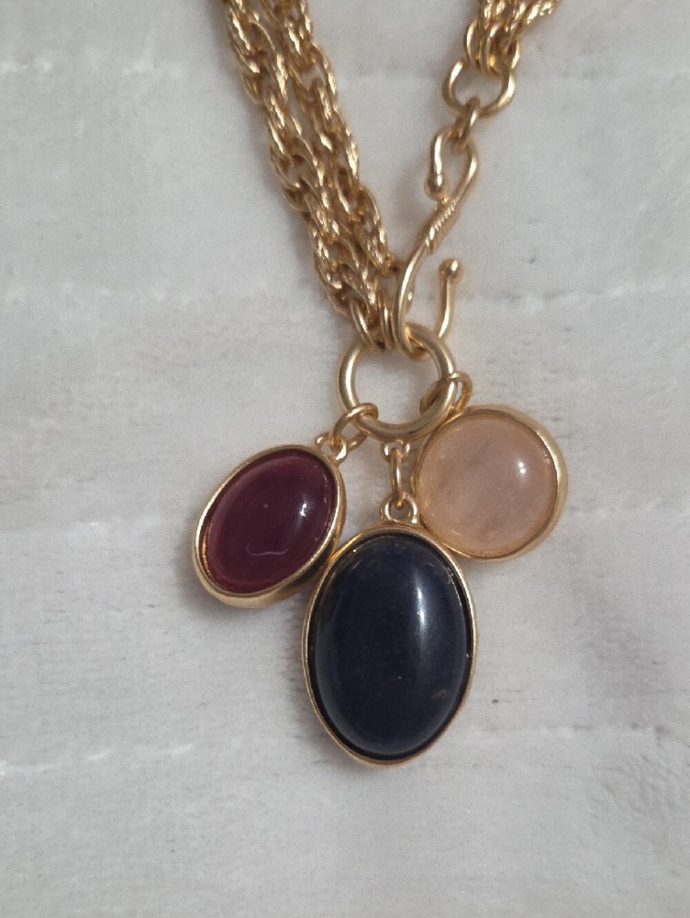Chico's Gold-Tone Chain Necklace with Blue, Red & Pink Stones - Picture 2 of 4